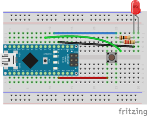 Подключение кнопки и светодиода к Arduino Nano